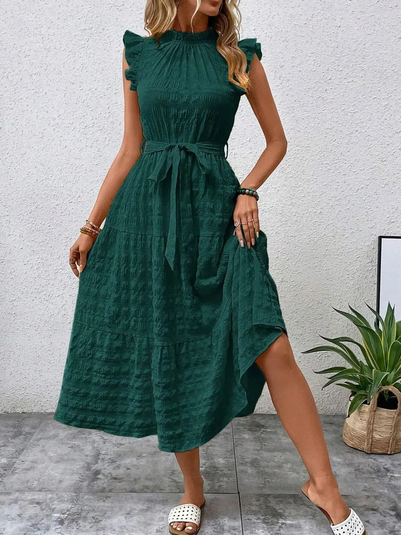 Evelyn® | Elegant Dress With Belt And Ruffles - Image 2