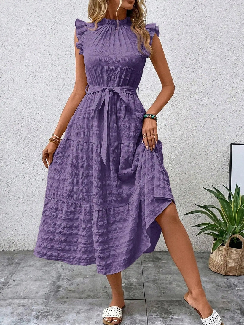 Evelyn® | Elegant Dress With Belt And Ruffles - Image 3