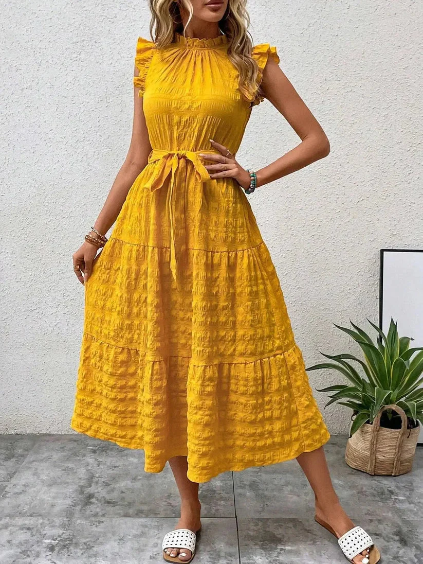 Evelyn® | Elegant Dress With Belt And Ruffles - Image 4