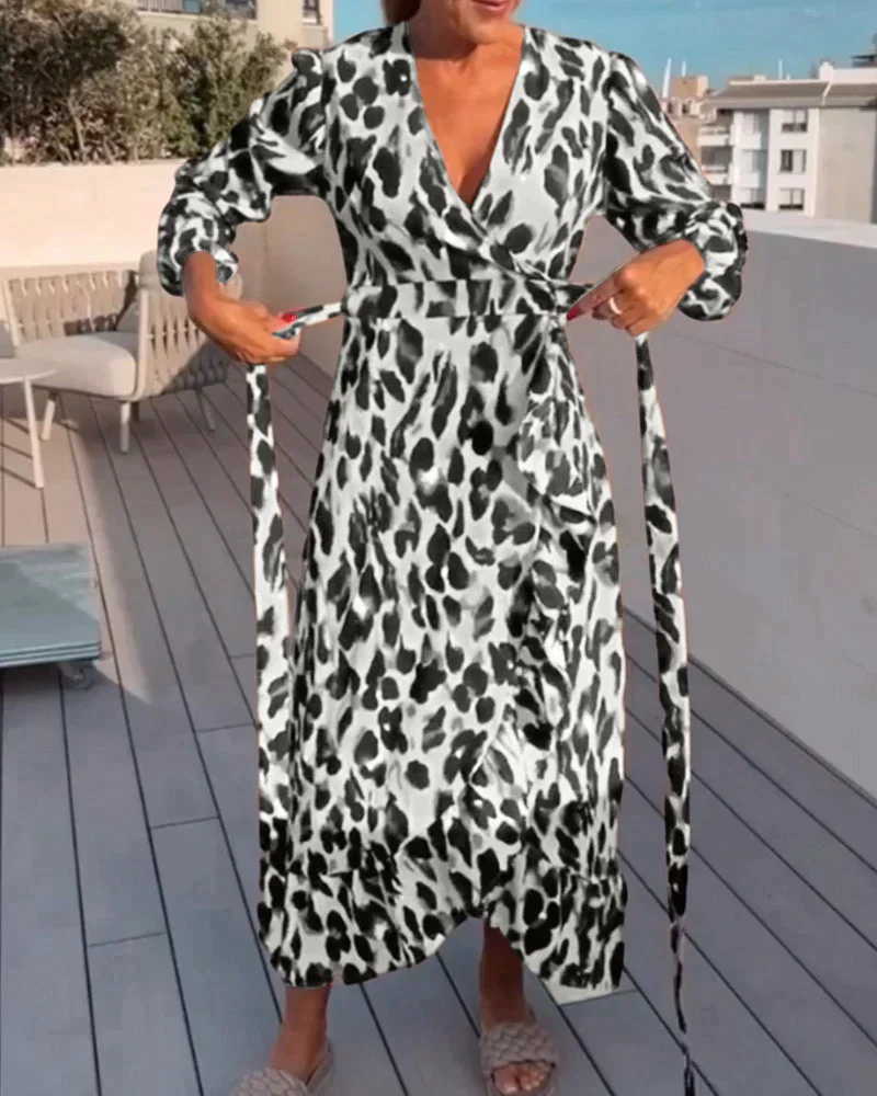Exuperancia® | V-Neck Leopard Print Dress - Image 6