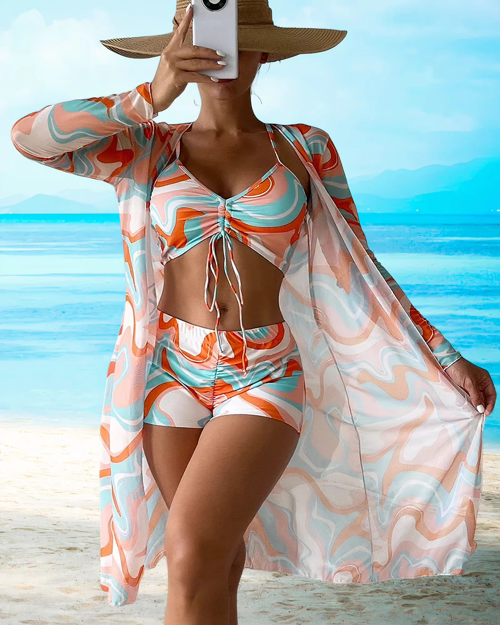 Fabiola® | Printed High Waist Cover Up Bikini Set - Image 5
