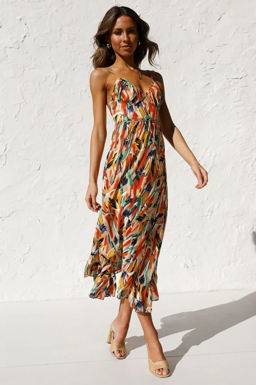 Fabiola® | Printed Midi Summer Dress With Ruffle Trim - Image 2