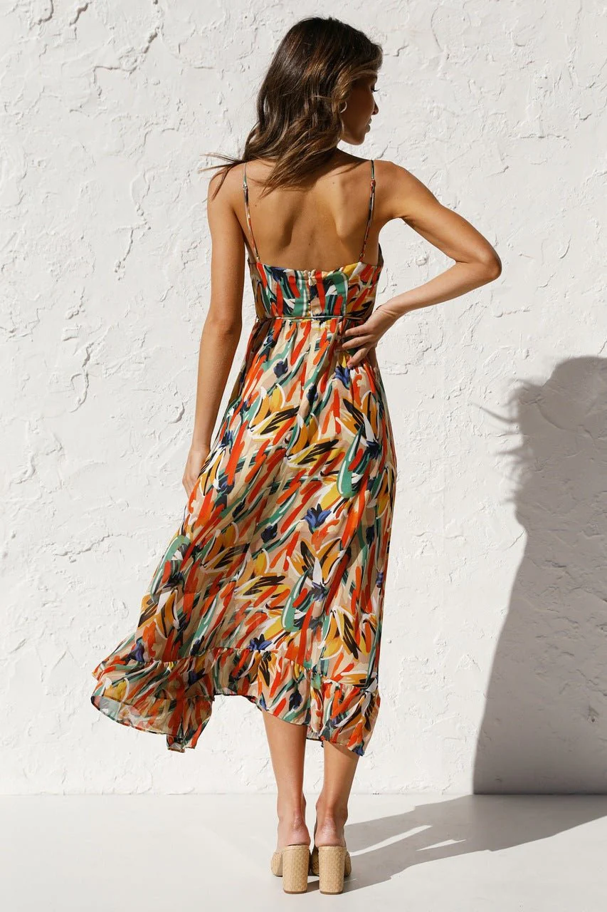 Fabiola® | Printed Midi Summer Dress With Ruffle Trim - Image 4