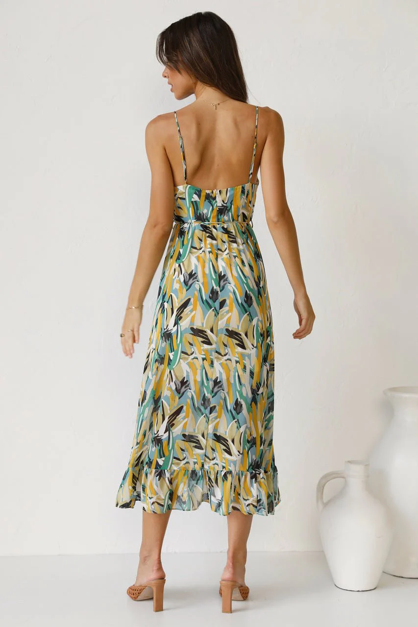 Fabiola® | Printed Midi Summer Dress With Ruffle Trim - Image 8