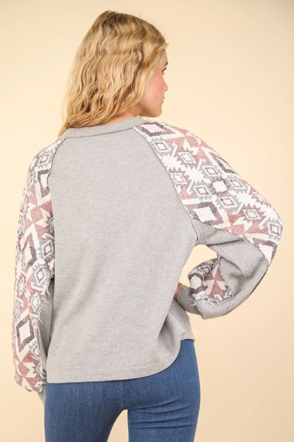 Fatima | Printed long-sleeved knitted top with a crew neck - Image 2