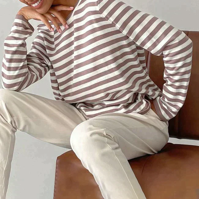 Fatima® | Women's striped long-sleeved round-neck top - Image 11