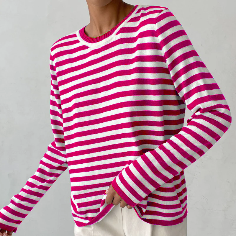 Fatima® | Women's striped long-sleeved round-neck top - Image 4