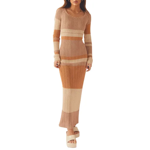 Fernanda® | Off Shoulder Striped Knit Maxi Dress - Image 8