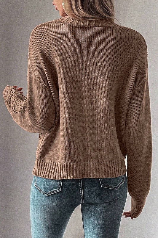 Fernanda | Open knit women's knitted sweater with deep shoulders - Image 2