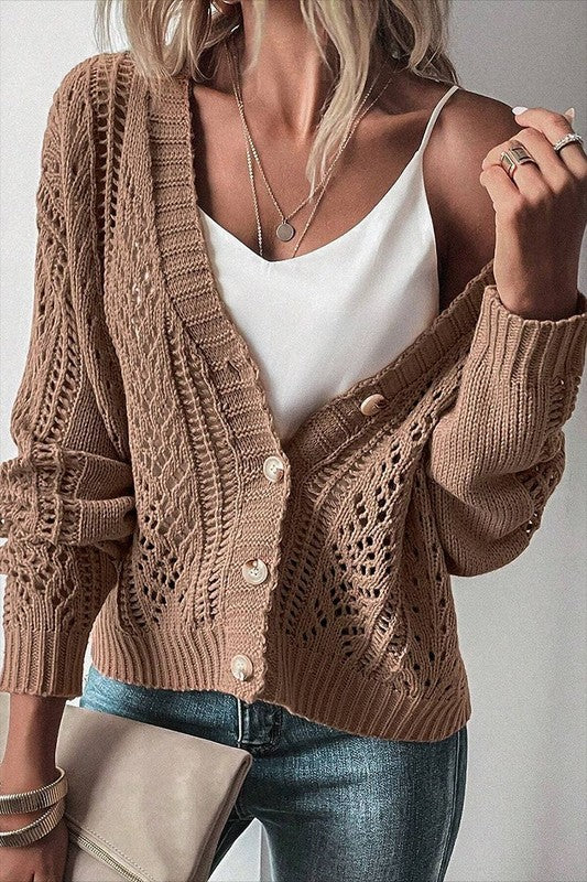 Fernanda | Open knit women's knitted sweater with deep shoulders - Image 5