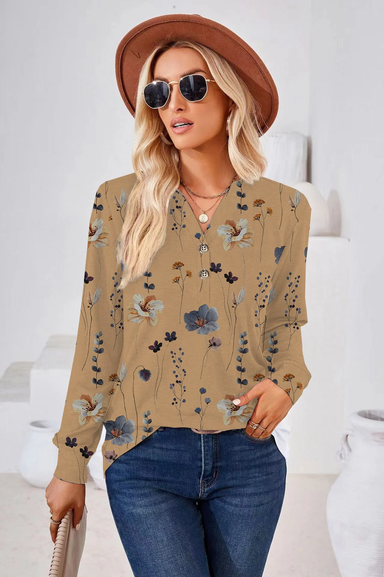 Fiona® | Women'S Blouse With Floral Print And Button Details - Image 4