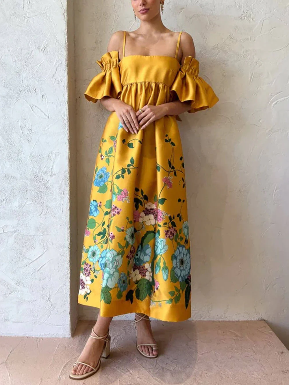 Fiora® | Dress With Marigold Flower Sleeves - Image 2