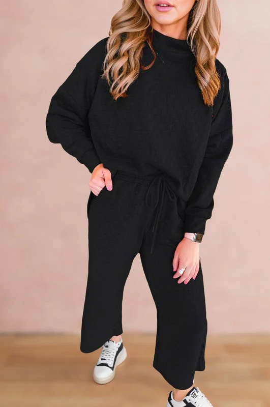 Fiorella | Check textured pullover top and pants set - Image 7