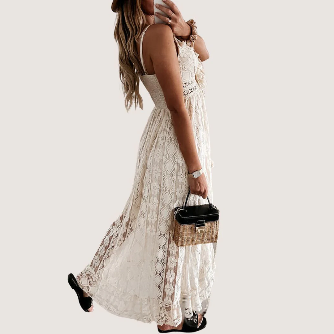Flavia® | Bohemian Lace Midi Dress With High-Low Hem - Image 2