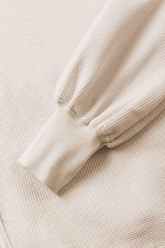 Flavia | Oversized bishop sleeve waffle knit sweatshirt - Image 9