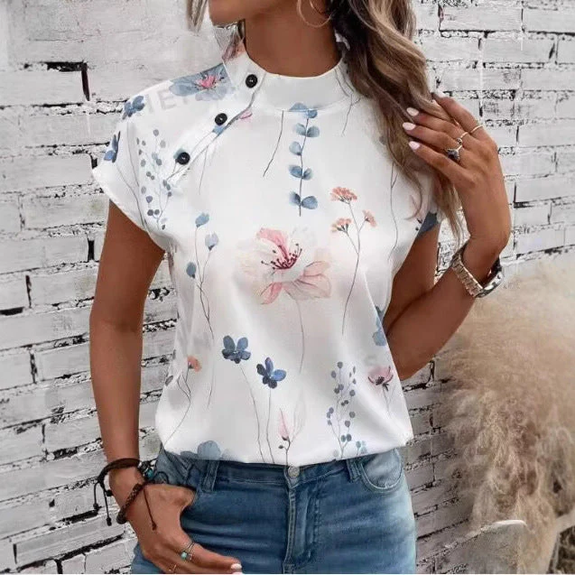Flavia® | Women'S Blouse With Floral Accents And Button Details - Image 2