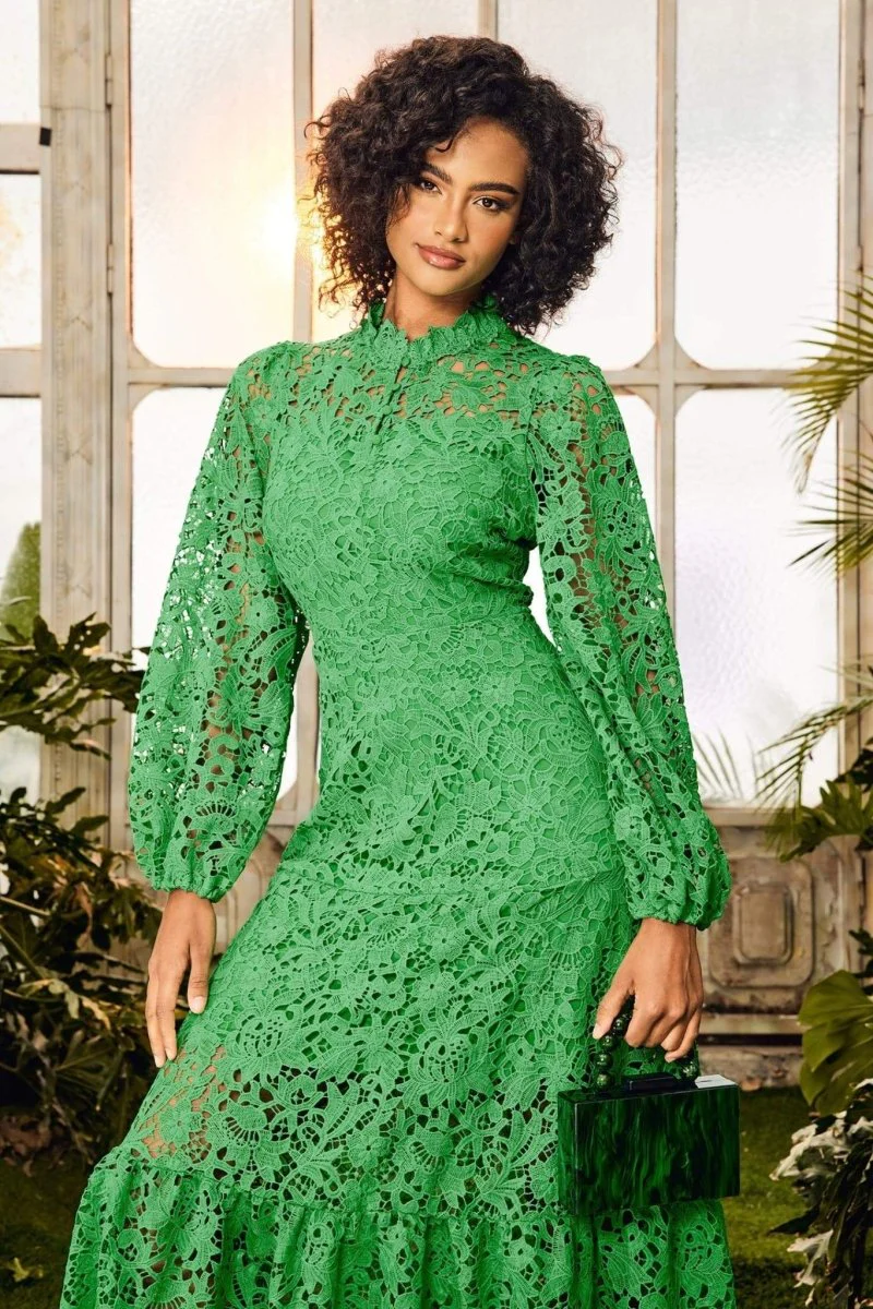 Florencia® | Flared Maxi Dress With Embroidered Lace - Image 2