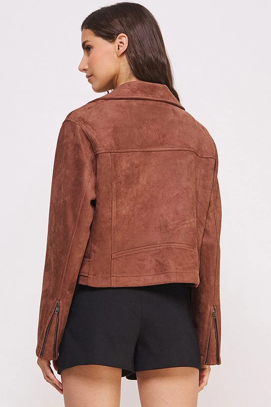Florencia | LONG SLEEVE SUEDE MOTOR JACKET WITH BELT AND ZIPPER - Image 6