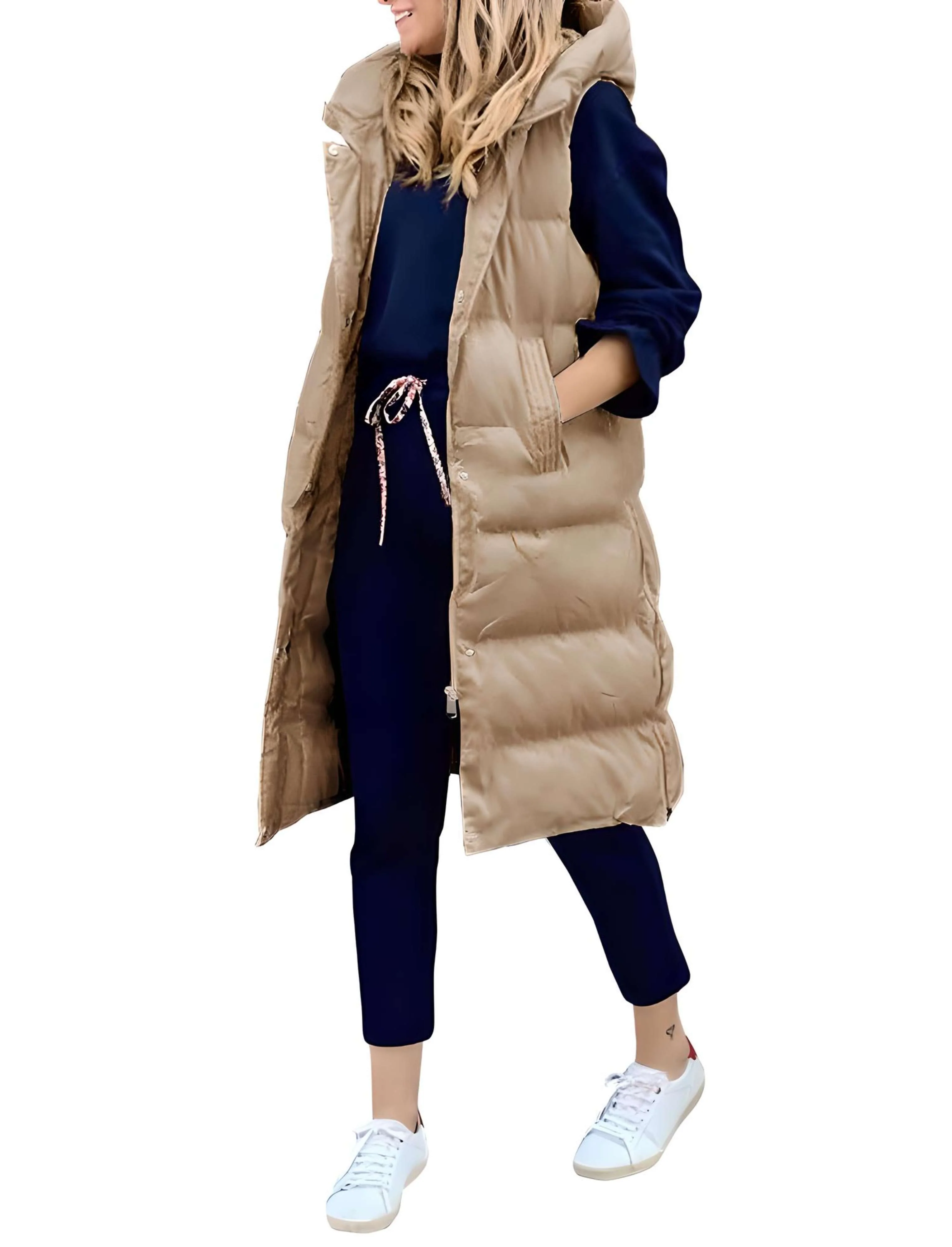 Florencia | Long sleeveless coat with hood - Image 10
