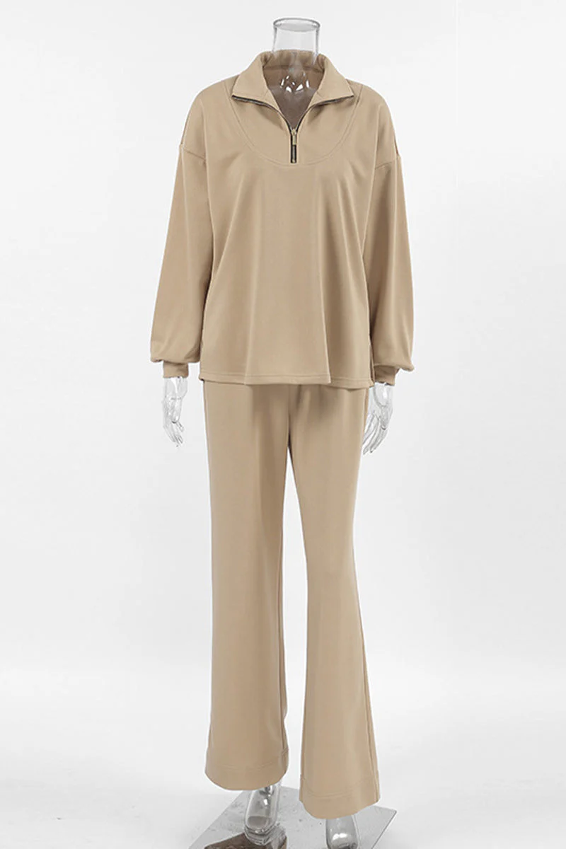 Florencia | Street Daily zip turn-down collar long sleeve two-piece suit - Image 5