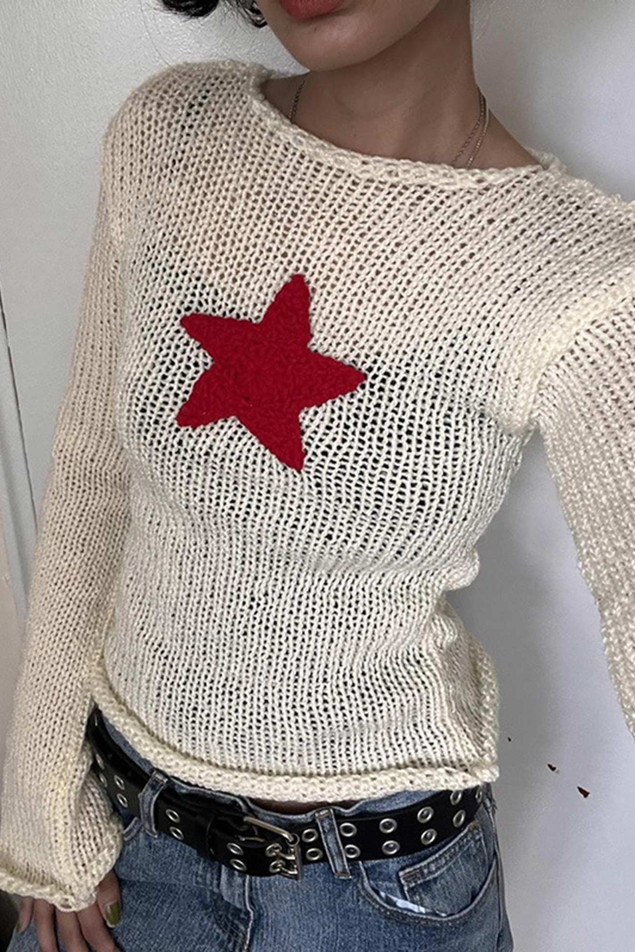Francisca | Pentagram pattern jacquard sweater - Image 2