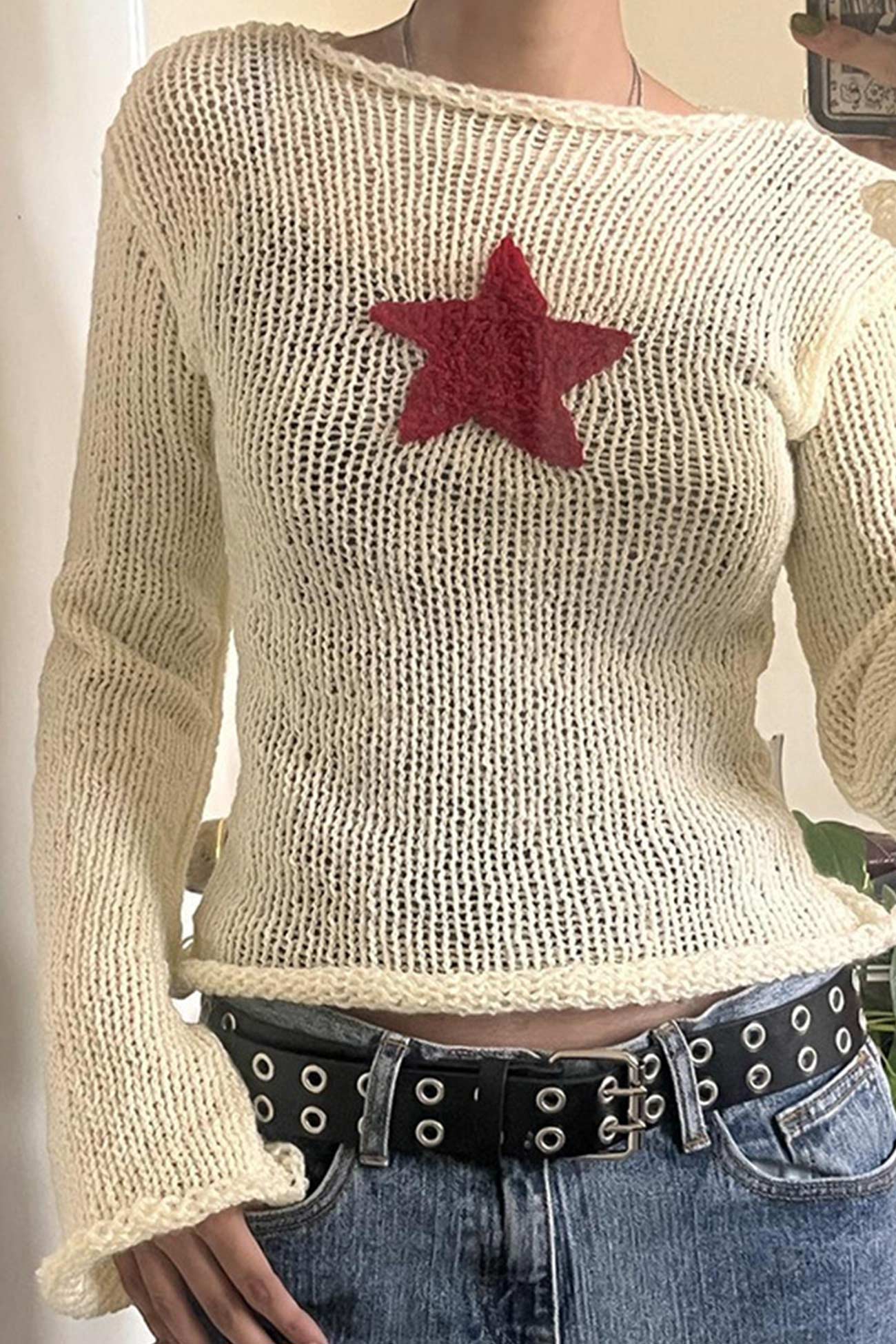 Francisca | Pentagram pattern jacquard sweater - Image 3