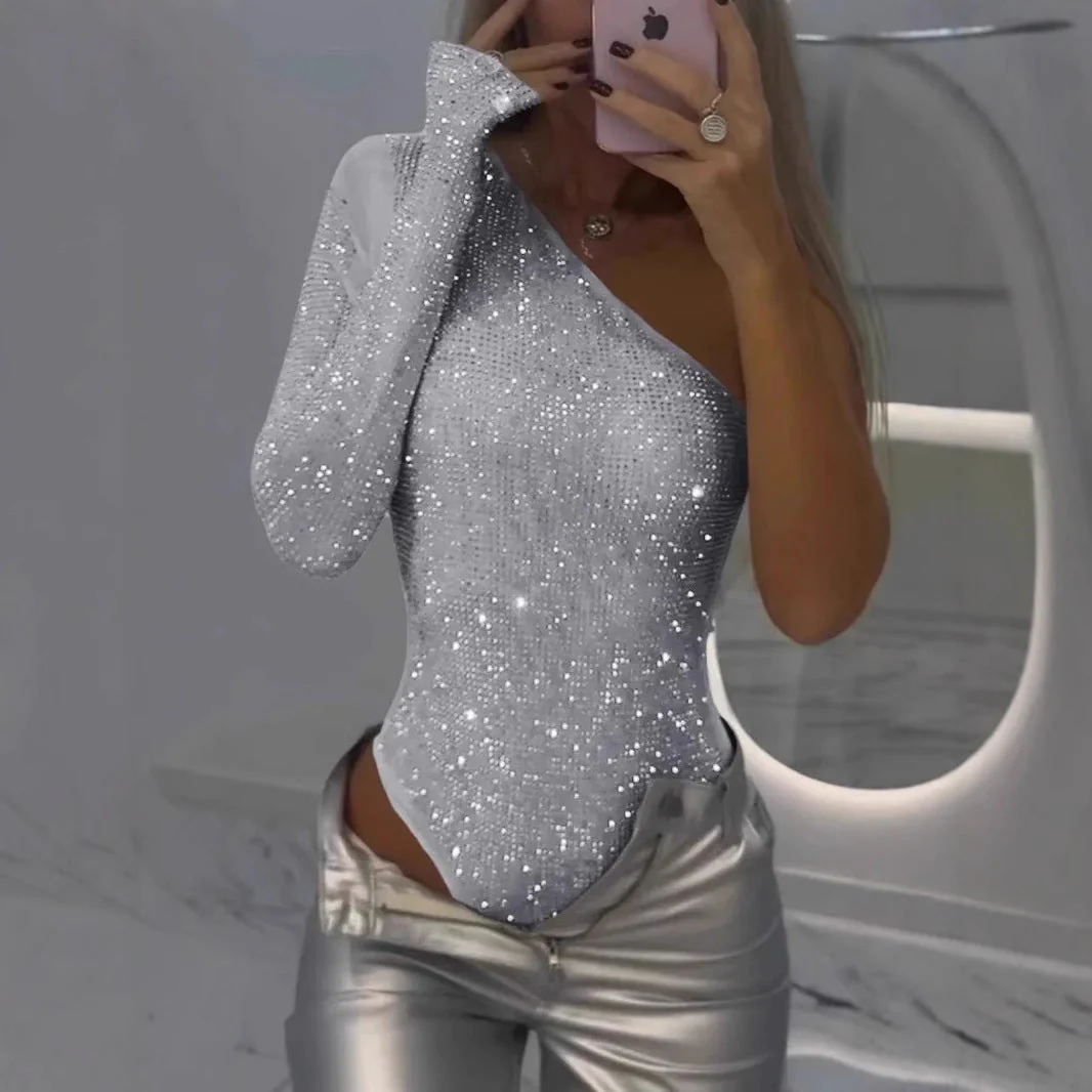 Frida® | Top with an épaule and sequins with rhinestones - Image 4