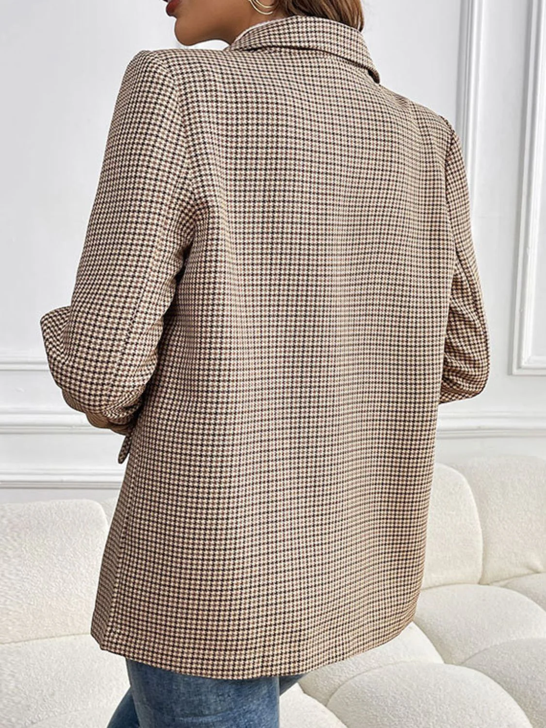Frieda | Perfee checked lapel collar long sleeve blazer - Image 2