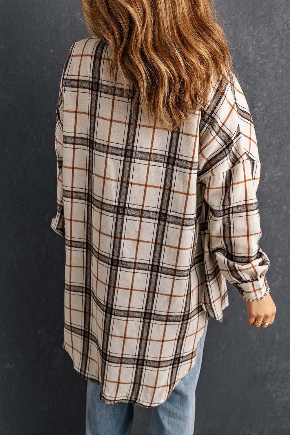 Gabriela | Checked high-low jacket with slit - Image 2