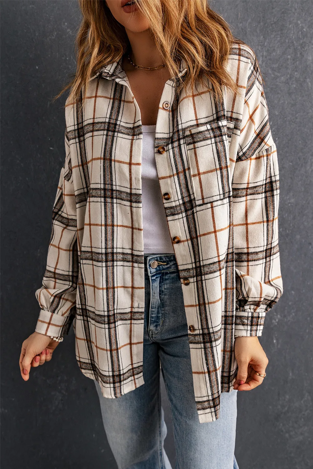 Gabriela | Checked high-low jacket with slit - Image 3
