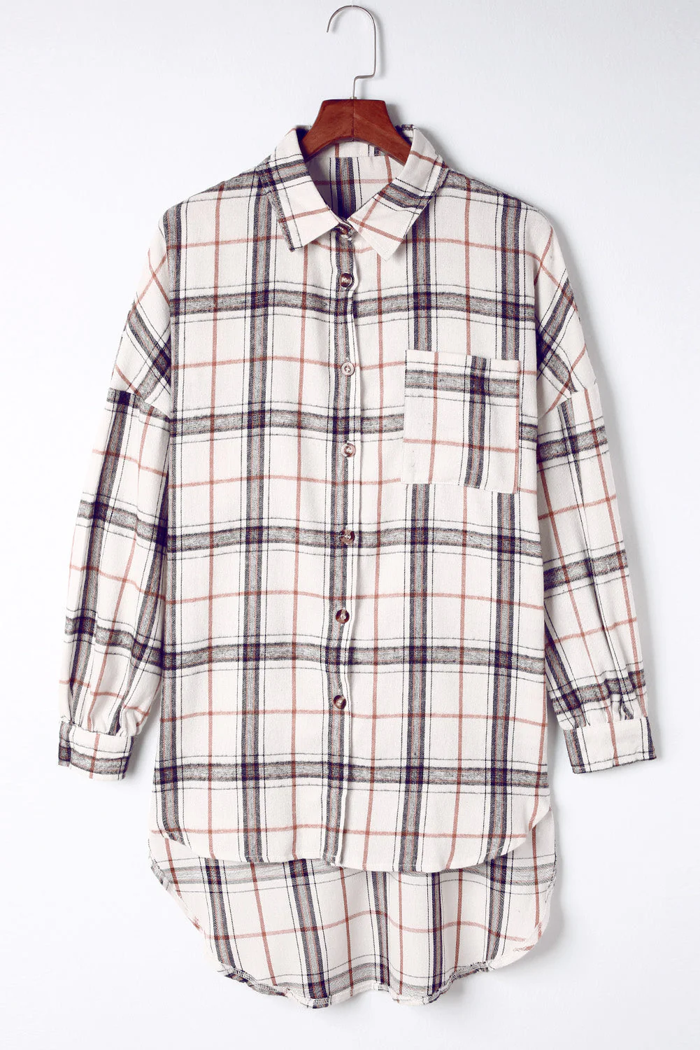 Gabriela | Checked high-low jacket with slit - Image 5