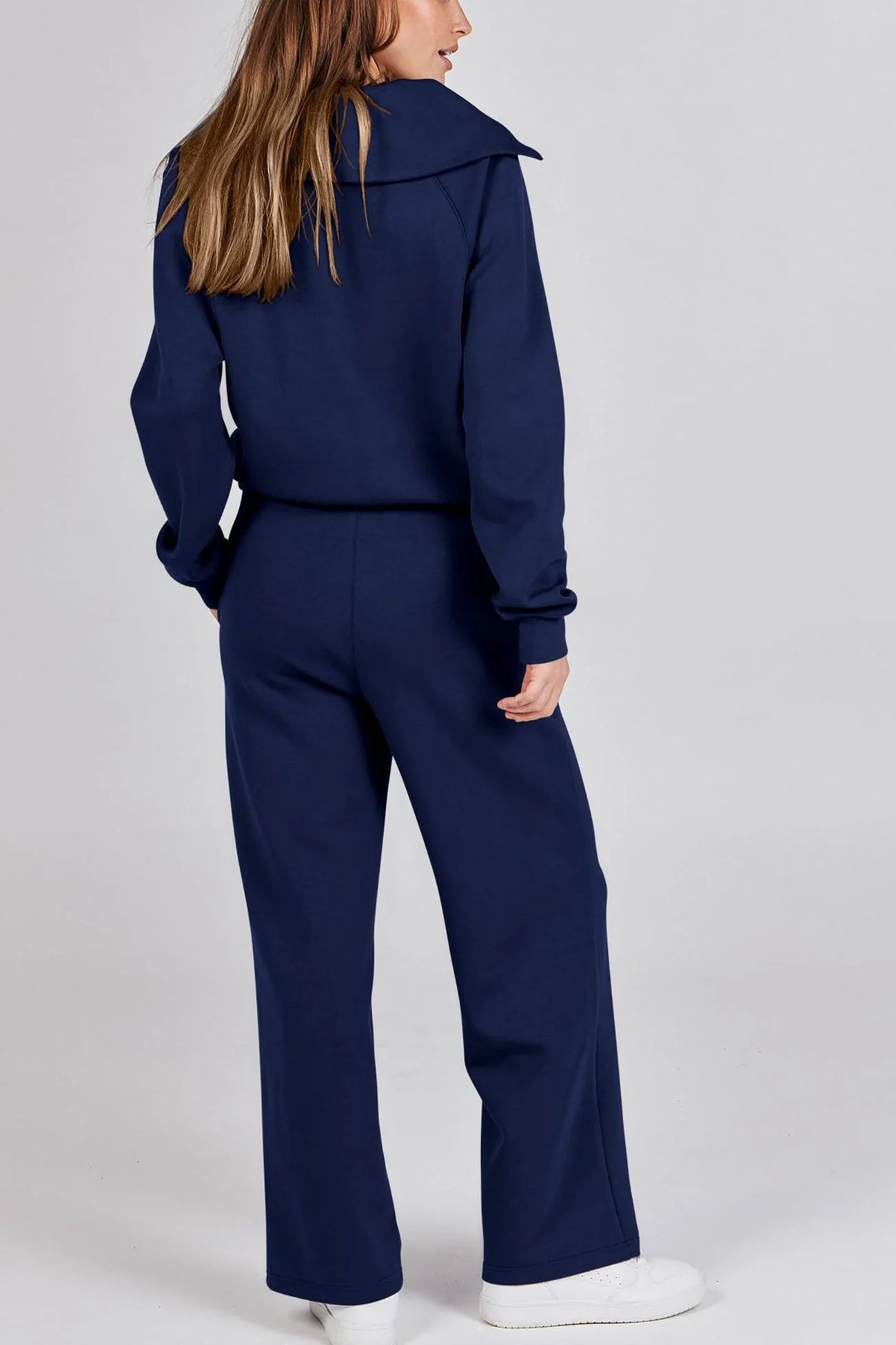 Gabriela | Lapel zip wide leg sweatshirt and long pants set - Image 40