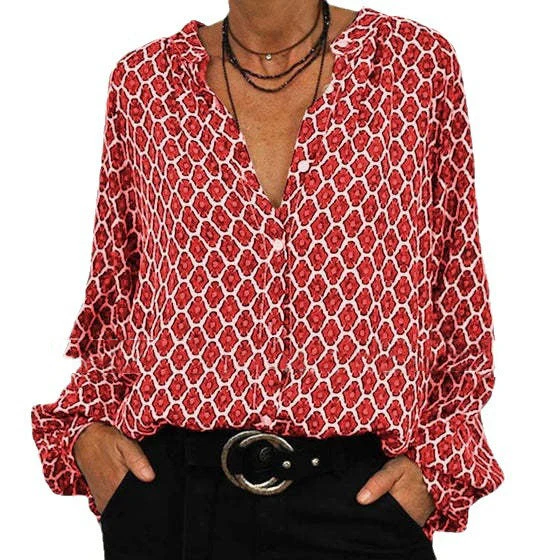 Gabriela® | Women'S Blouse With Geometric Print And Fashionable Stand-Up Collar - Image 5