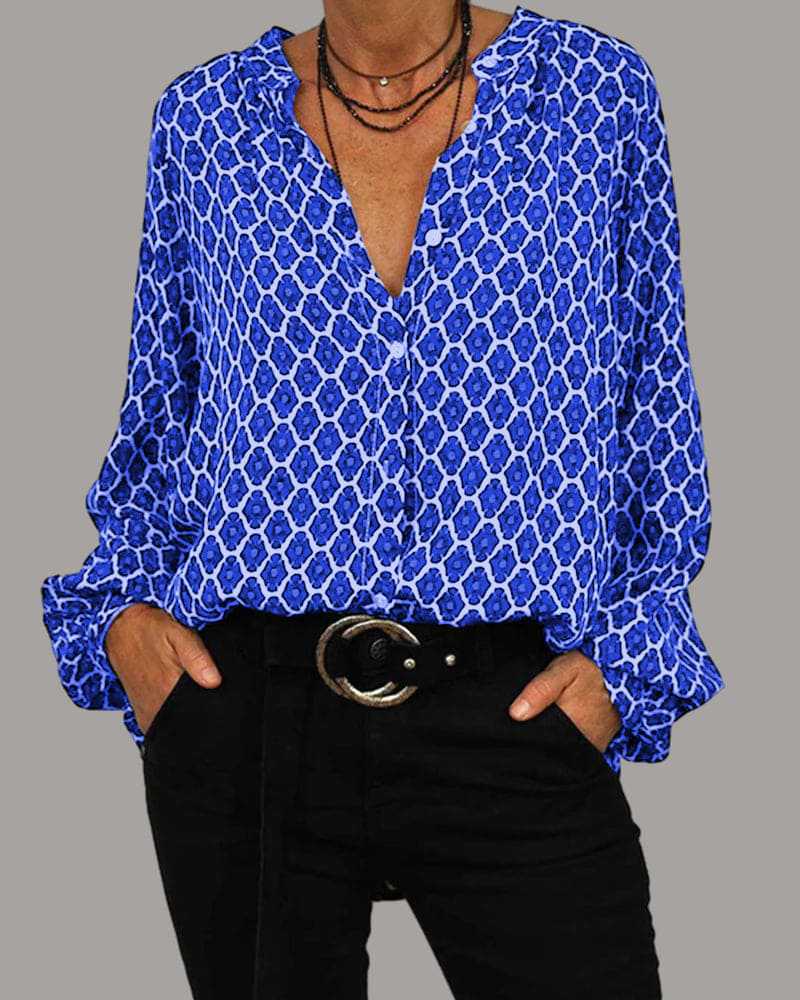 Gabriela® | Women'S Blouse With Geometric Print And Fashionable Stand-Up Collar - Image 8
