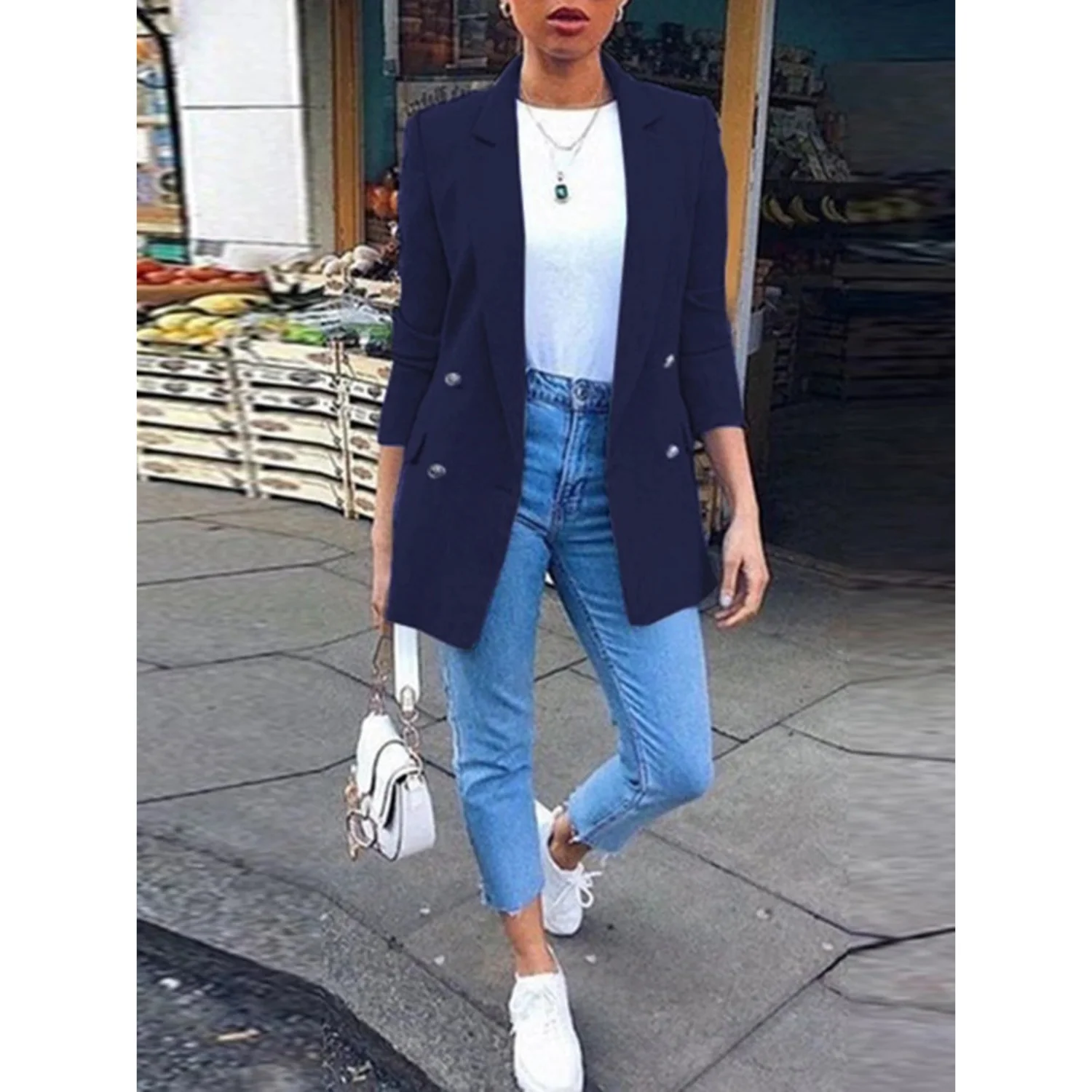 Genoveva | Elegant long warm blazer for women - Image 6