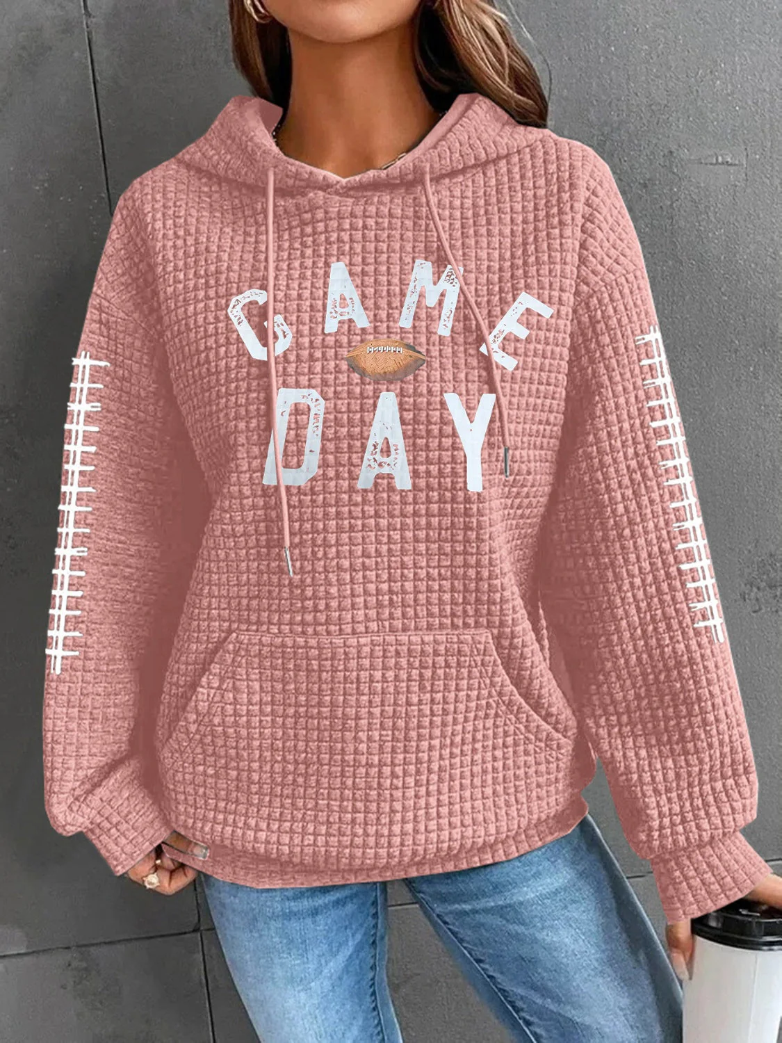 Geraldine | Drawstring football hoodie with long sleeves - Image 11