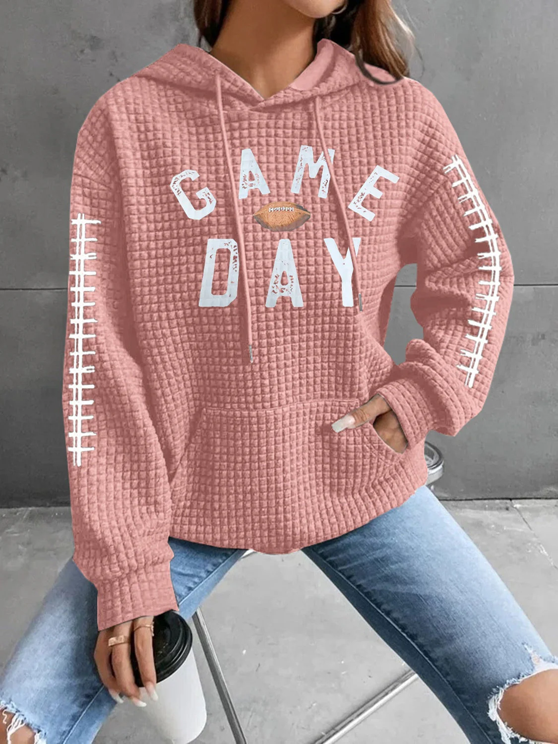 Geraldine | Drawstring football hoodie with long sleeves - Image 12