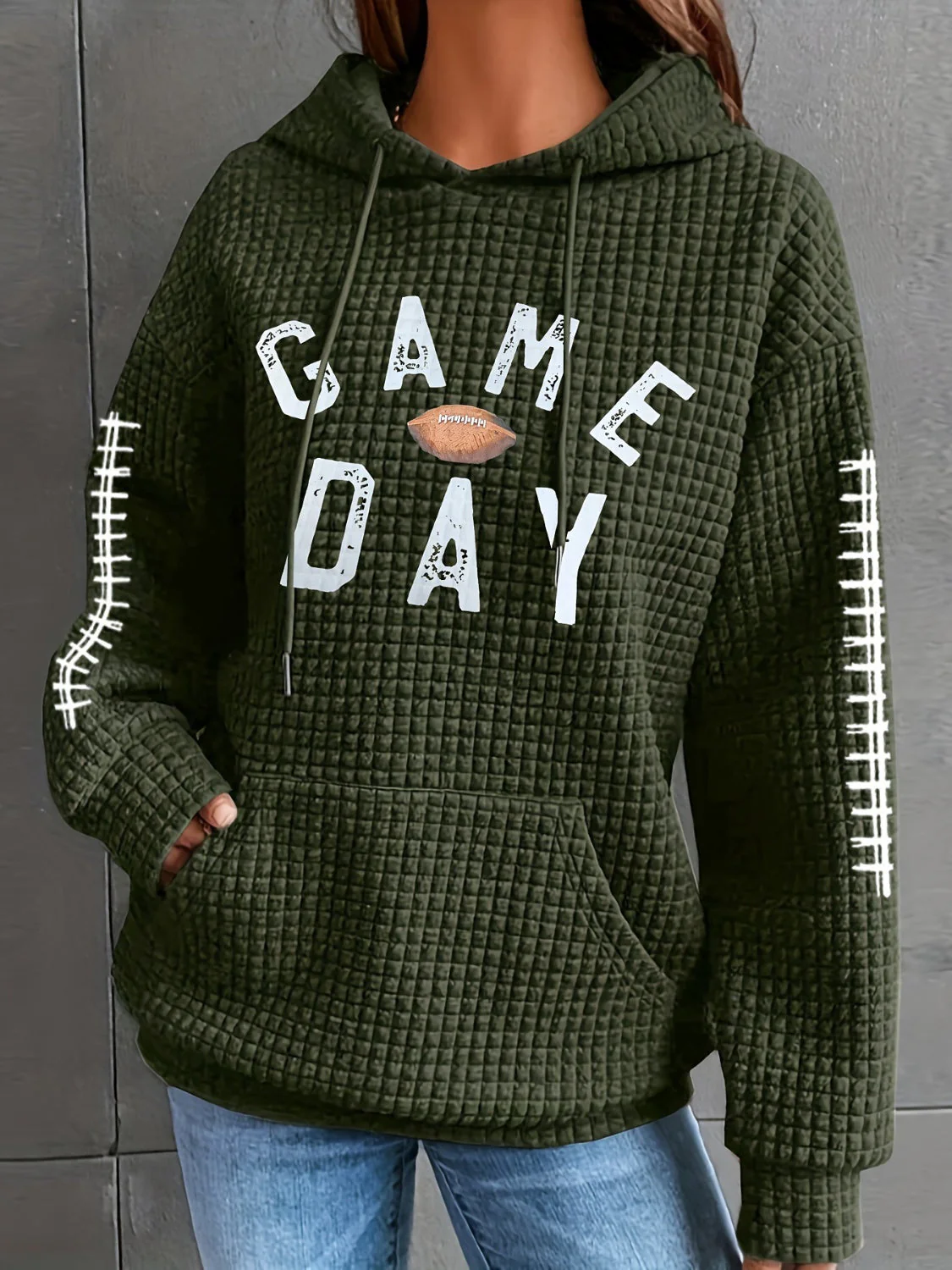Geraldine | Drawstring football hoodie with long sleeves - Image 13