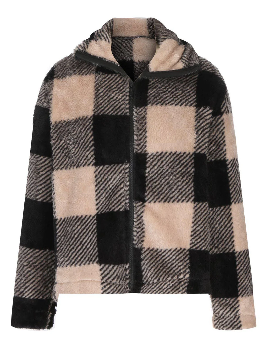 Gertrud | Checked jacket with long sleeves and full size zip - Image 9