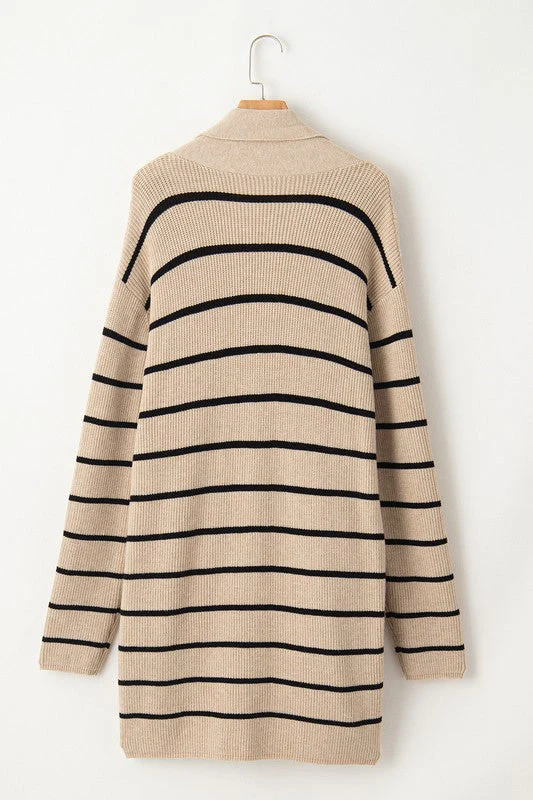 Gilda | Striped cardigan with side pockets and open front - Image 7