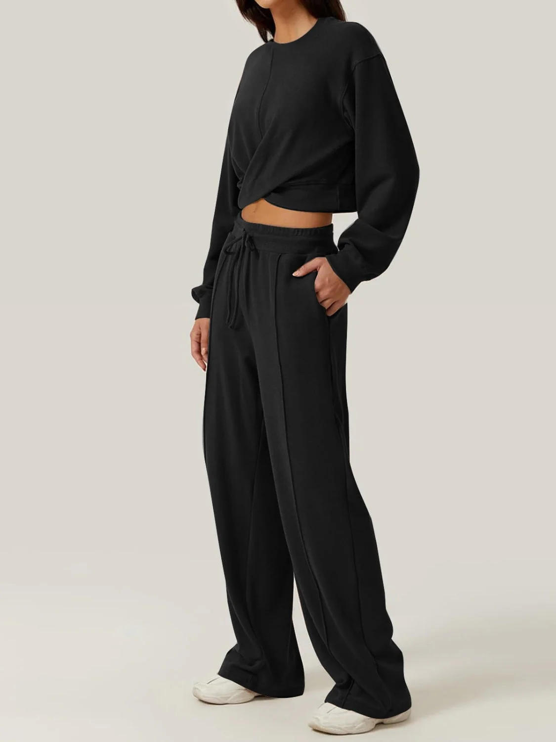 Gina | Set consisting of a crossover crew neck top and drawstring trousers - Image 10