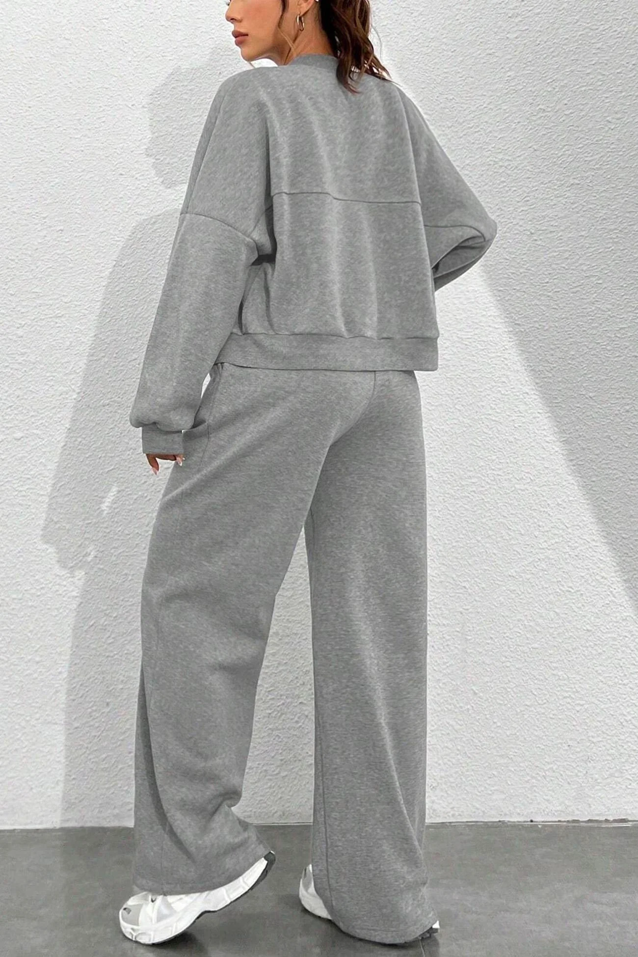 Giovanna | Collarless zipper cardigan pants set - Image 12