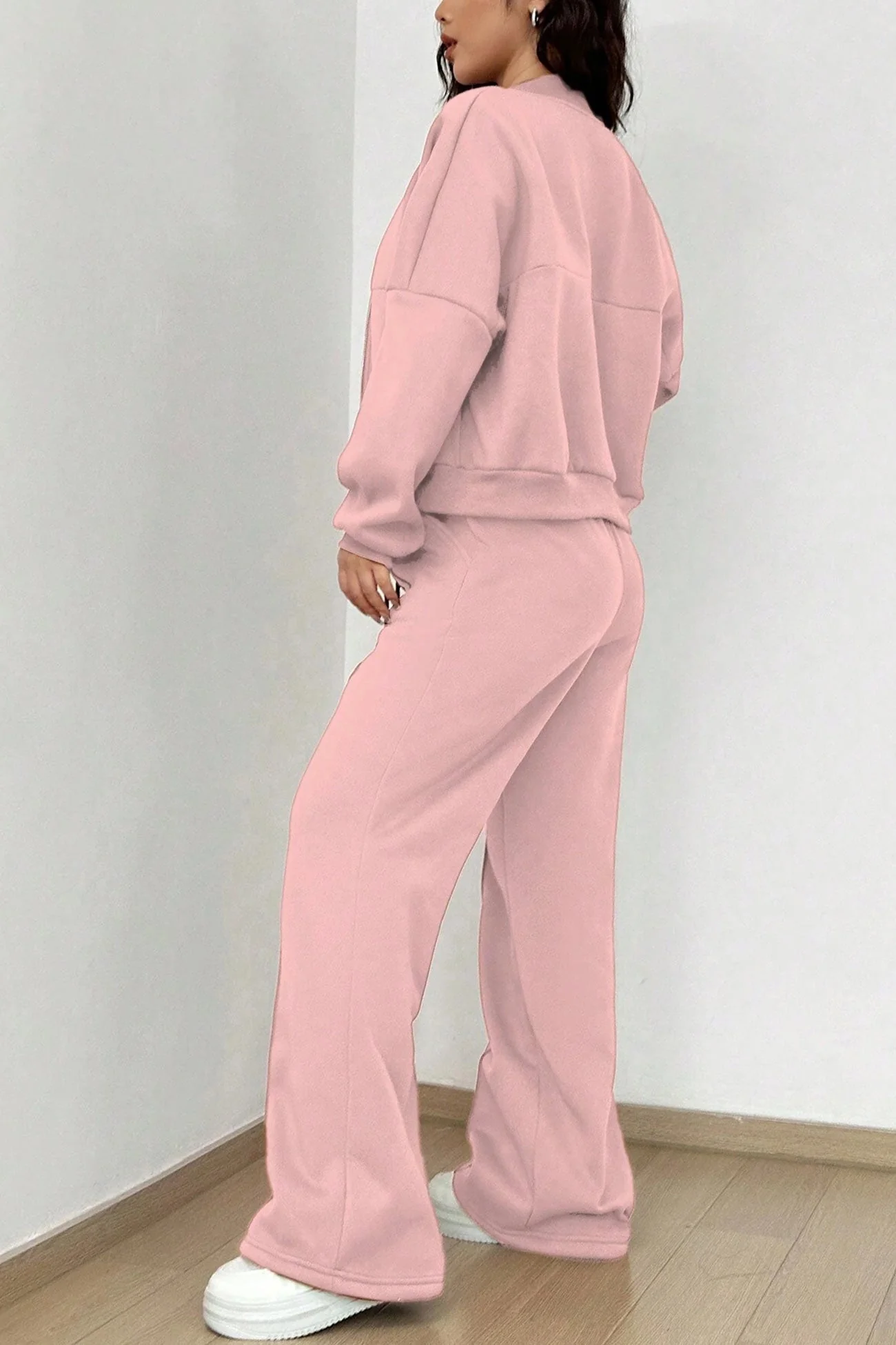Giovanna | Collarless zipper cardigan pants set - Image 16