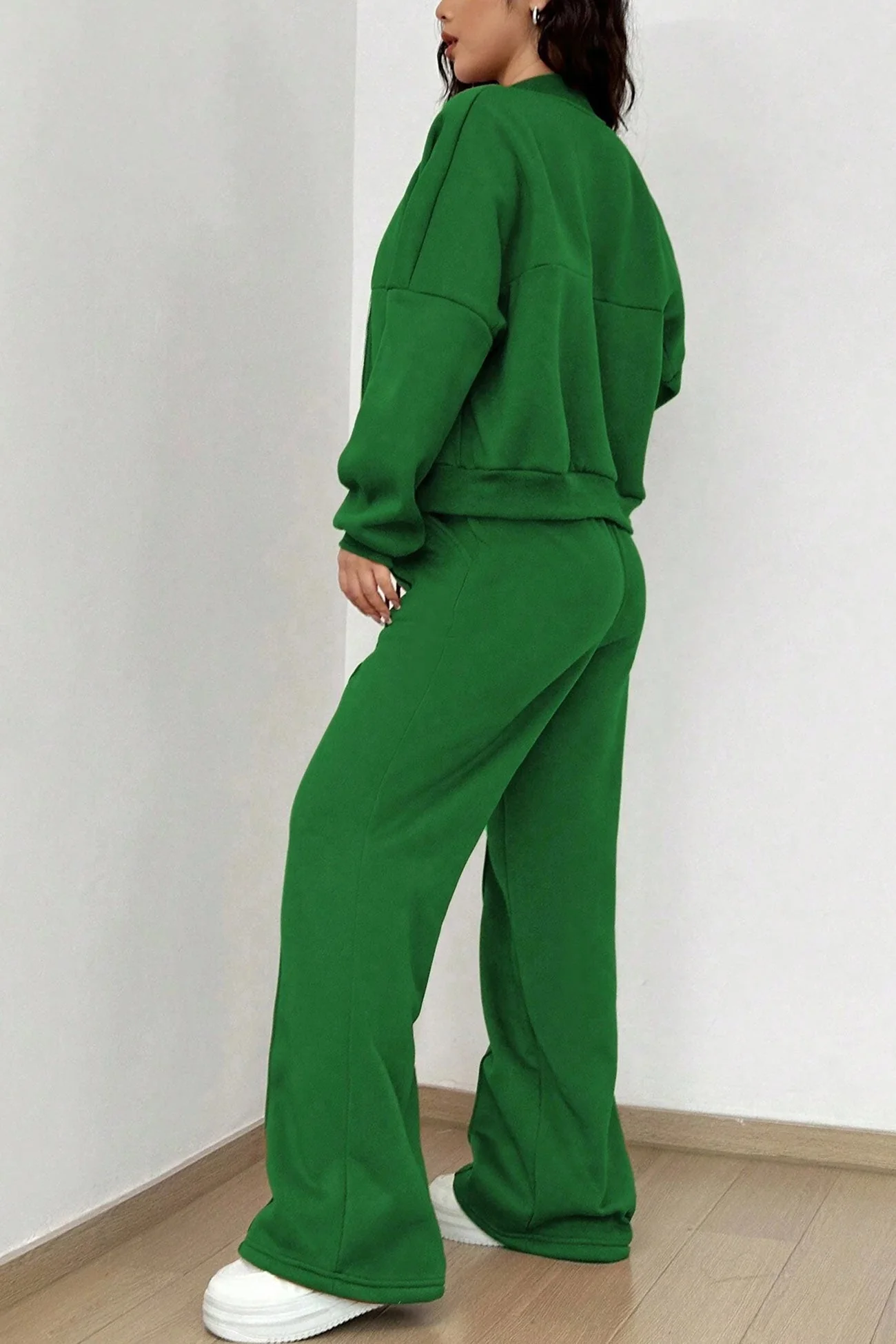 Giovanna | Collarless zipper cardigan pants set - Image 20