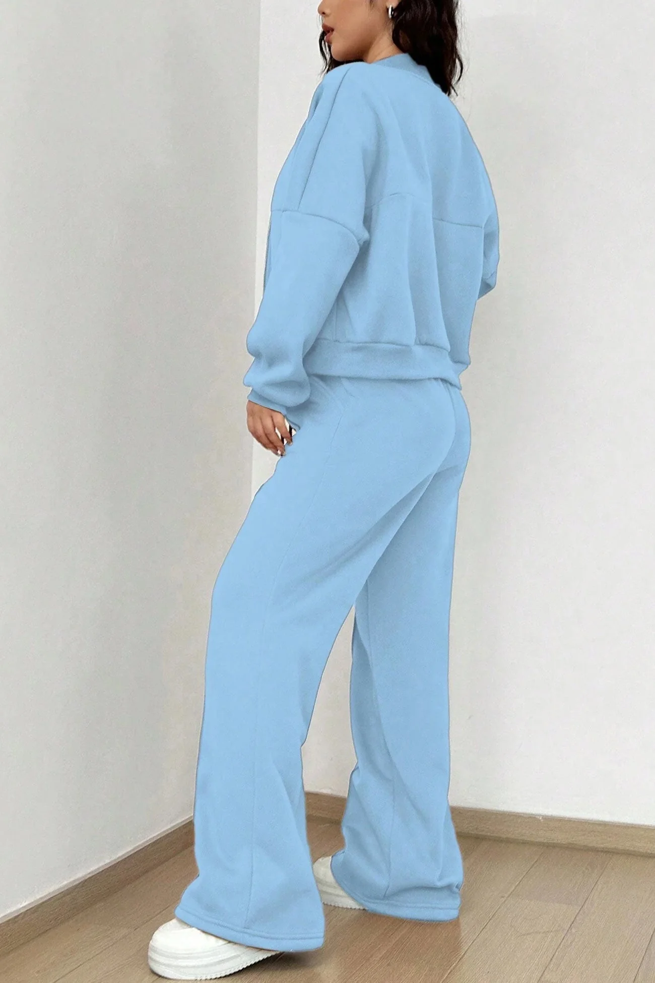 Giovanna | Collarless zipper cardigan pants set - Image 24