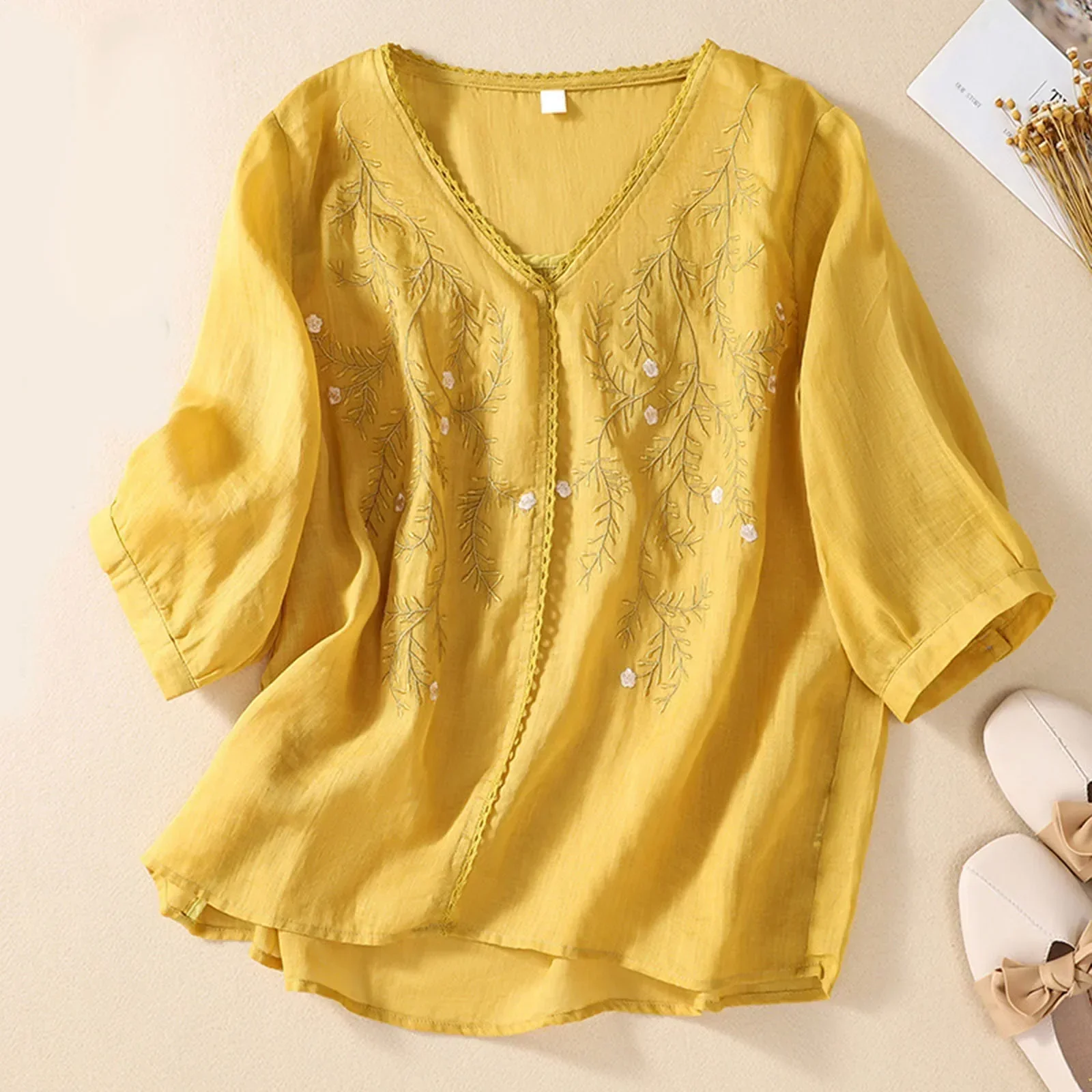 Giuliana® | Airy women's linen shirt - Image 3