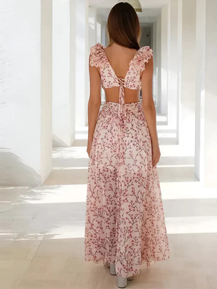 Giuliana® | Long Dress With Ruffled Shoulders - Image 3