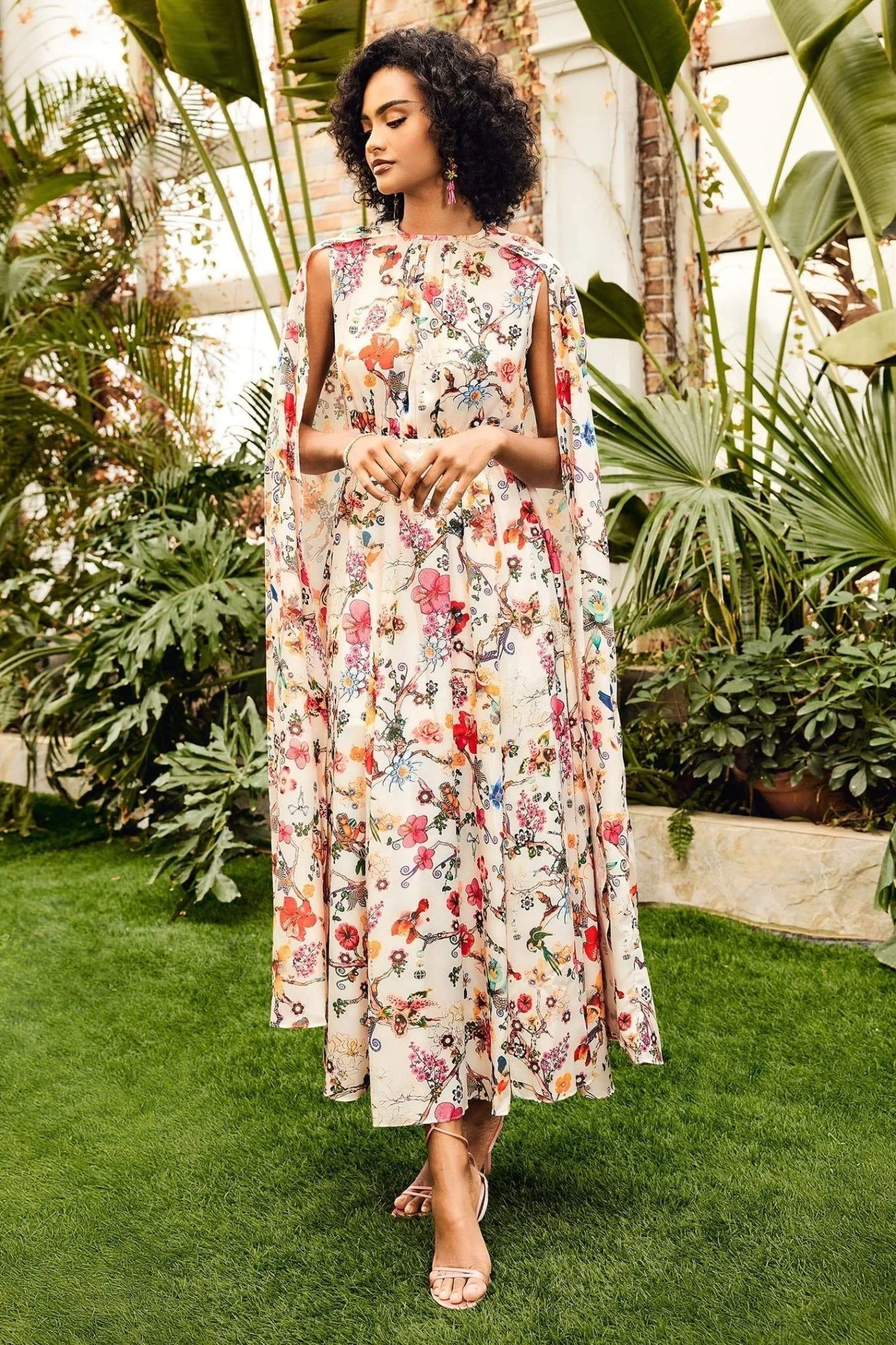 Gloria® | Round-Neck Cape-Sleeve Maxi Dress - Image 3