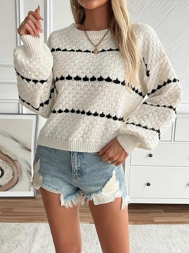 Greta | Elegant knitted sweater with a crew neck - Image 4