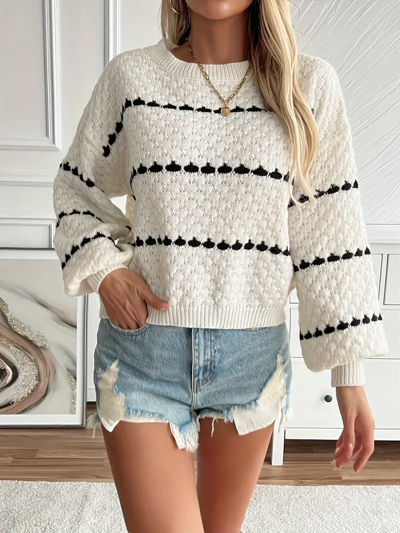 Greta | Elegant knitted sweater with a crew neck - Image 5